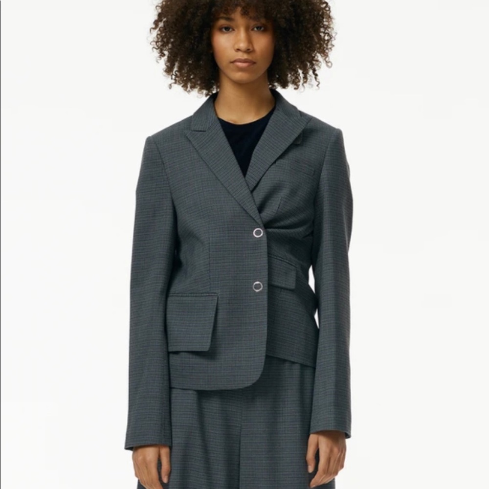 Tibi Auguste Houndstooth Shrunken Blazer